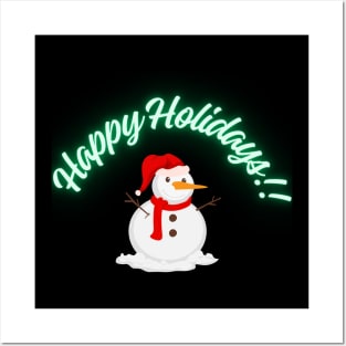 Cute Snowman Wishing you a Happy Holiday Posters and Art